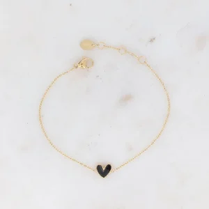 Collier Cœur Emaillé Noir