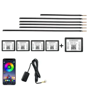 Bande lumineuse décorative LED acrylique colorée 6 en 1 pour voiture, dissimulée, créant une ambiance lumineuse.