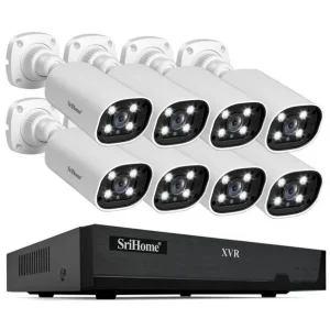 SriHome NVS008-AHD006 Kit enregistreur vidéo réseau XVR 2MP HD 8 canaux (prise UE)