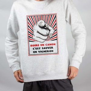 PULL HOMME : BOIRE UN CANON C&rsquo;EST SAUVER UN VIGNERON