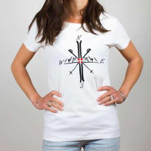 T-SHIRT FEMME : MONTAGNE SKI BOUSSOLE