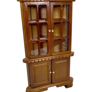 Vitrine d’angle en noyer – Style Victorien