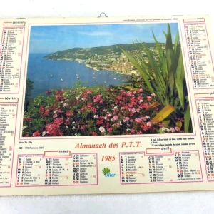 Almanach cartonné des PTT de 1985 et ses feuillets