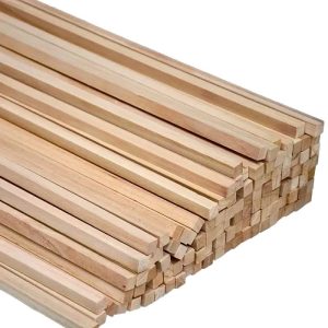 Baguettes carré en bois Section 4,8 mm x 300 mm – Lot de 10