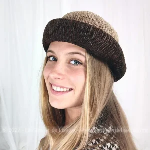 Beau chapeau sisal dégradé marron