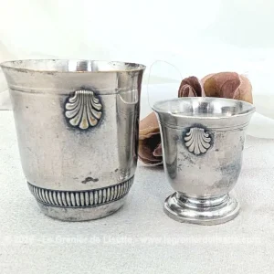 Ancienne timbale et coquetier métal argenté Ravinet d&rsquo;Enfert