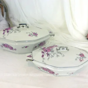 Duo soupières Art Déco porcelaine de Limoges