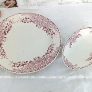 Anciens Plat et Ravier porcelaine B.F.K. Modèle Alice Rose