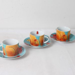 Trio de tasses & sous-tasses « Chat et souris « 