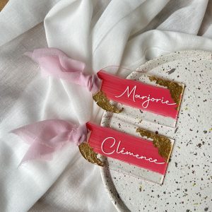 Étiquette nom transparent arche avec dorure