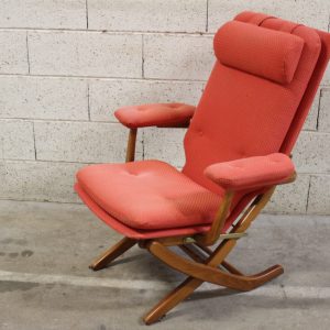 Fauteuil relax en bois et tissu