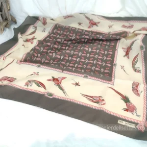 Foulard vintage aux faisans Ted Lapidus