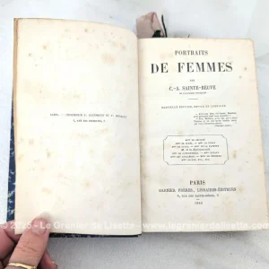 Ancien livre « Portraits de Femme  » par C.-A. Sainte-Beuve daté de 1886