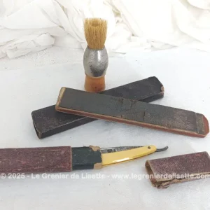 Nécessaire vintage à barbe avec Blaireau, Coupe-Choux et Polissoir