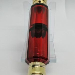 Double flacon à sels et parfum, en cristal taillé rouge, Anglais vers 1890.