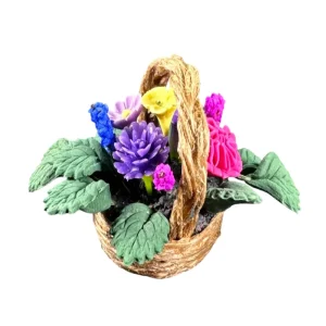 Panier en osier avec fleurs multicolores