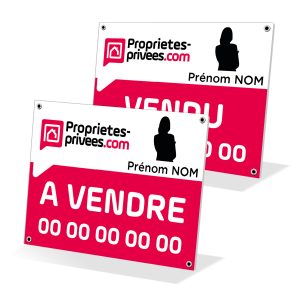 Panneau PROPRIETES PRIVEES en Akilux 60 x 80 cm 2 faces Epaisseur 3,5 mm avec 4 oeillets