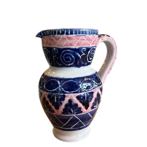 Carafe signé en céramique bleu et rose