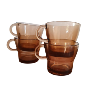 Set de 4 tasses en verre brun