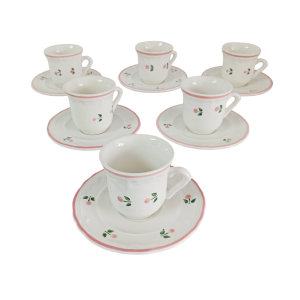 Lot de 6 tasses à café avec soucoupes quadrifoglio
