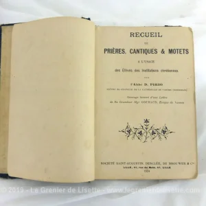 Ancien recueil de Prières, Cantiques et Motets de 1924