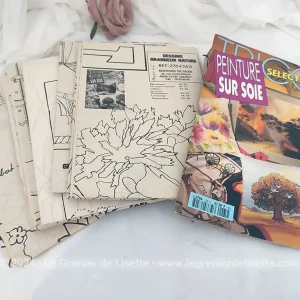 Revue avec 5 grands feuillets modèles dessins peinture soie