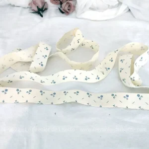 Galon ruban toile fleurs bleues tendance shabby