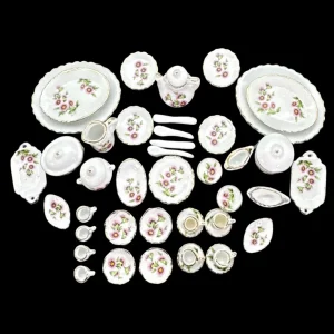 Service de table  » Marguerites roses  » en céramique – 50 Pcs