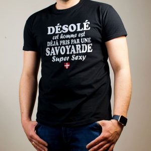 PROMO T-SHIRT HOMME : DÉJÀ PRIS PAR UNE SAVOYARDE-NOIR-S