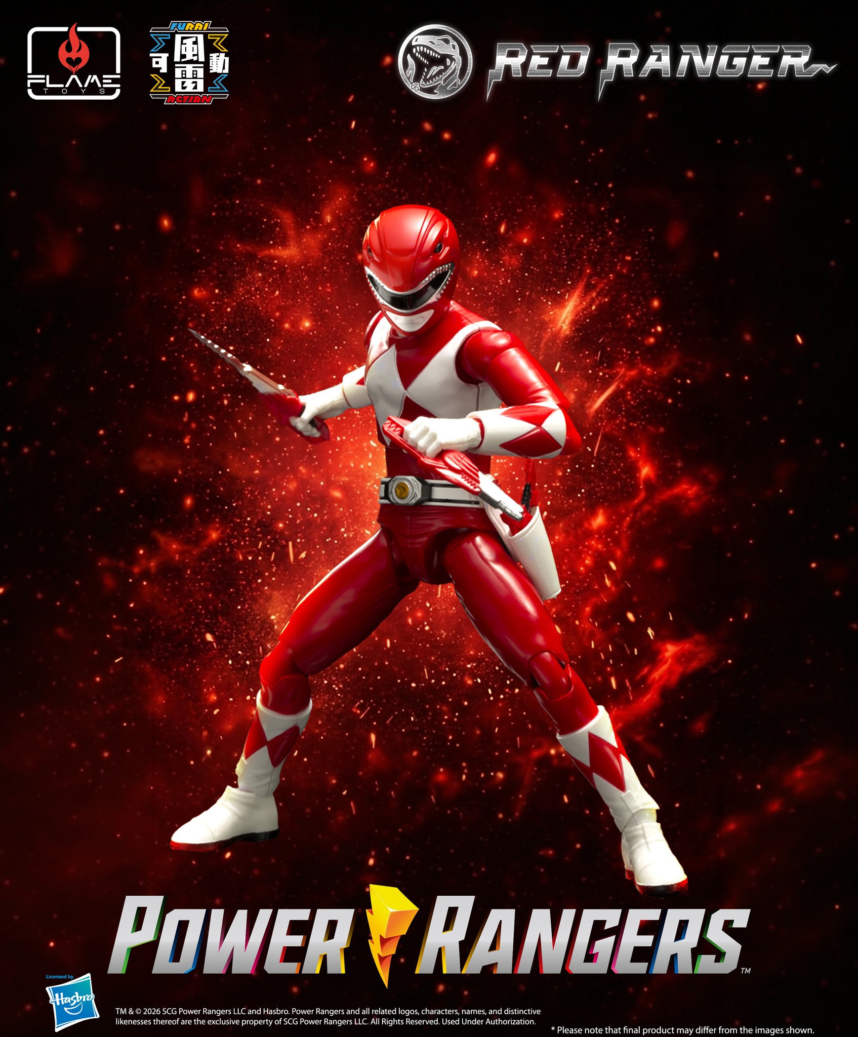 Flame Toys Furai Action MMPR Red Ranger Action Figure Model Kit – Image 3